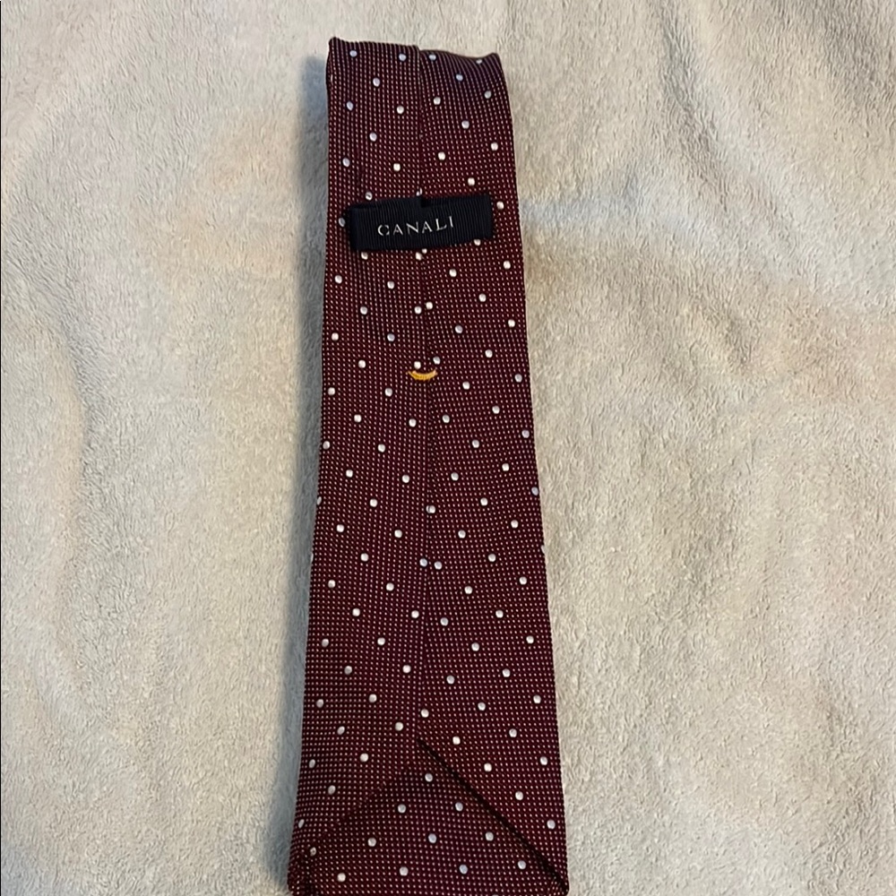 Canali Burgundy Polka Dot Tie